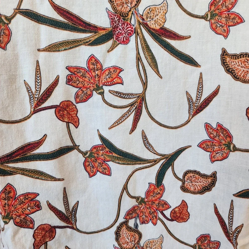 LOFT Womens Floral Linen Blend‎ Top in Large Cottagecore, Boho, Earthy, Granola